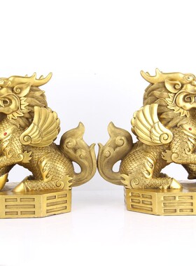 黄铜麒麟一摆件八卦财富对铜财摆富麒麟摆件023铜麒麟件铜八卦麒