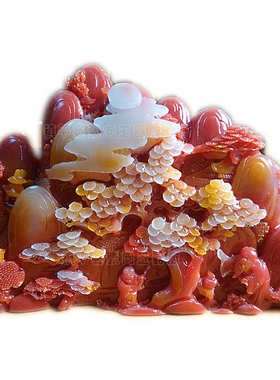 仿寿山石雕刻山水摆件家居玉石工艺礼品收藏石雕玉器摆件