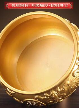 纯铜聚宝盆招财聚财摆件中式家居客厅玄关装饰工艺品大号铜缸米缸