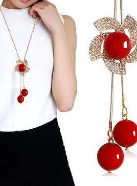 韩版水晶圆形毛衣长款时尚项链