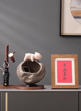 招财猫放钥匙置物架摆件入户门口玄关客厅乔迁新居礼品装饰品