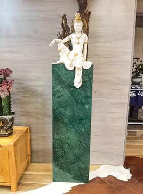 天然印度绿大理石底座客厅轻奢摆台现代落地玄关摆件雕塑底座花架