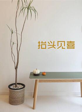 饮抬头见喜吉利话日式红色贴墙纸NOZ装餐咖啡服店铺穿衣镜子墙面