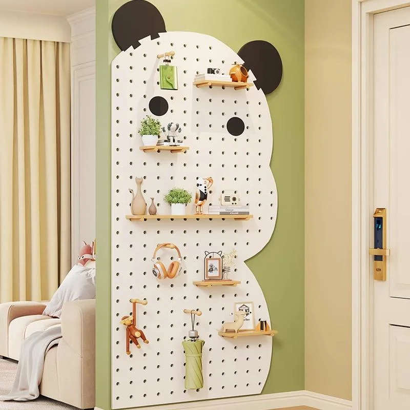 dz实木洞洞板墙上装饰隔板置物架书桌背景墙展示架挂板收纳挂架 - 图1