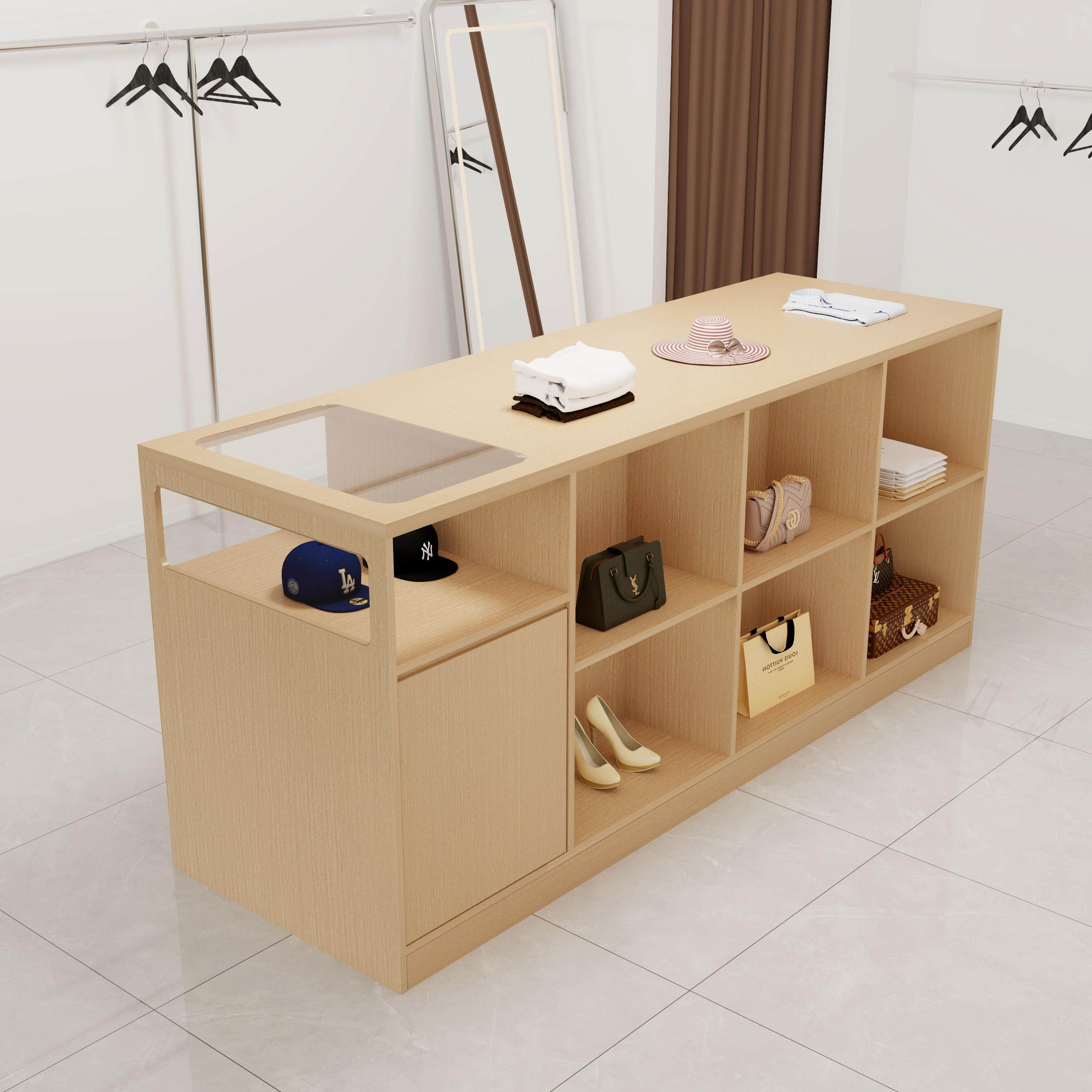 服装店中岛柜收银台带玻璃流水台展示台柜台摆件饰品陈列柜吧台桌,淘宝优惠券,粉丝福利购,淘宝优惠卷