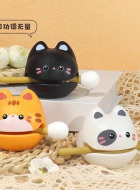 小猫木鱼解压上班情绪稳定神器工位办公桌装饰摆饰同事礼物离职女