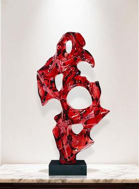 新款透明树脂摆件会所酒店大堂太湖石雕塑落地装饰抽象玄关艺术品