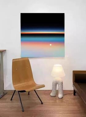 意式极简渐变日出挂画高级感装饰画客厅现代简约壁画玄关无框画