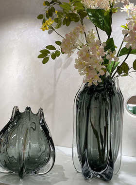 餐桌花束器样板现代简约装饰品软插花房间家居玻璃面花瓶透明