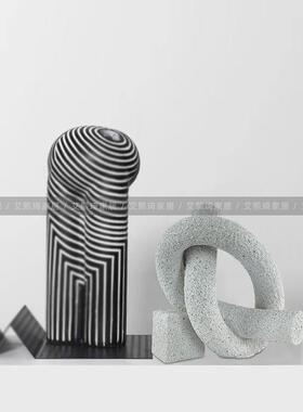 简约现代创意几何绳结麻花摆件样板间售楼处客厅玄关桌面软装摆设