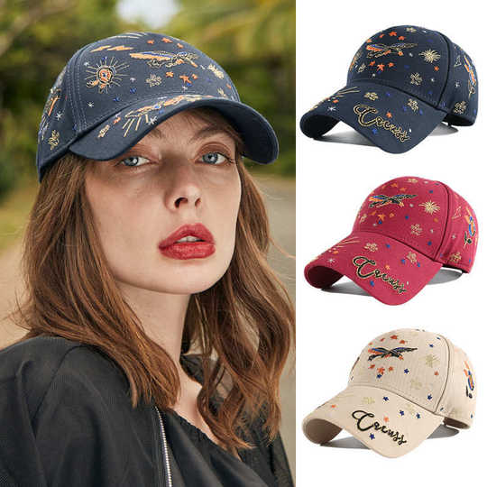 New baseball cap for women in stock, trendy korean version, chinese style three-dimensional embroidered peaked cap, casual and versatile sun visor