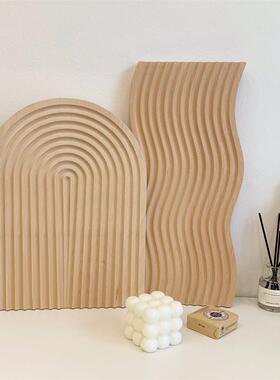 ins风黑色实木托盘摆件香薰香水展示收纳盘日式拍照道具客厅装饰