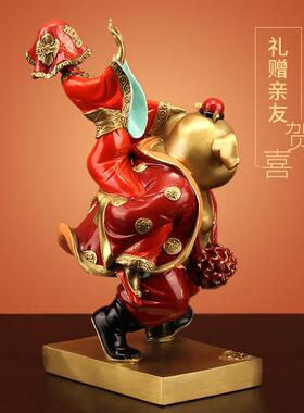 《八戒娶亲》创意中式结婚礼物猪八戒背媳妇婚庆送新人礼物铜摆饰