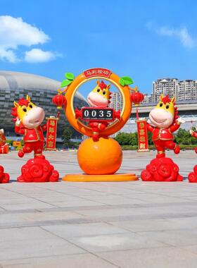 爆款新年马雕塑玻璃钢2026吉祥物马到成功商场售楼部打卡发光摆件