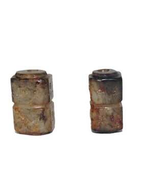 古珠老珠子收藏 明清老和田玉冈卯三宝配珠 老和田玉三宝配饰批发