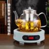 Household high temperature resistant thickened large-capacity glass teapot black crystal stove for boiling water and tea filter tea set