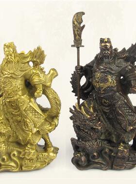 黄铜关公摆件黄铜武财神骑龙关二爷黄铜像店铺开业礼品