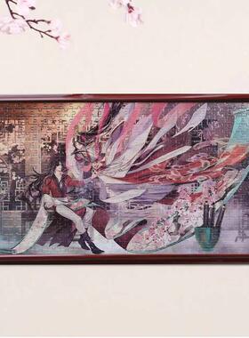 茶啊二中系列拼图配套框80*40长条实木画框塑料海报框挂墙展示