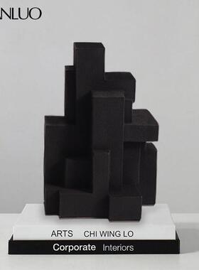 9000-73轩洛现视抽象几何树脂摆件酒别墅电柜关创意桌面摆店玄件