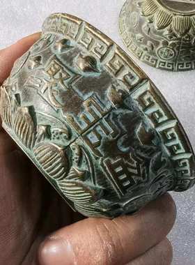 仿古纯铜包浆聚宝盆大明宣德底款印记家居摆件古玩收藏