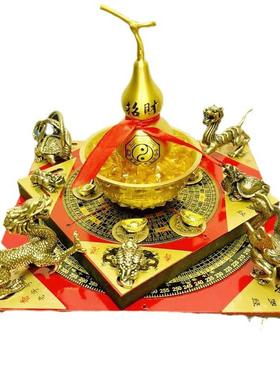 新款铜聚宝盆家用招.财金蟾摆件玄武麒麟办公桌摆件黄铜貔貅葫芦