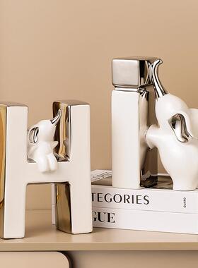 创意大象书档件轻高档客Hi书档厅斗柜电摆玄视柜酒柜关书柜书立装