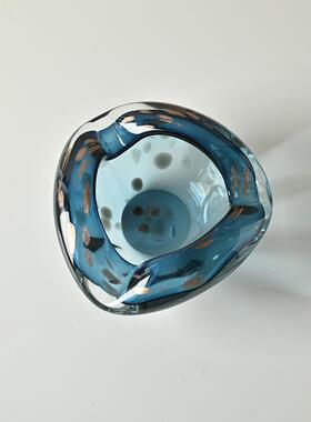 及采购产品蓝色水晶玻璃烟灰缸，高烟端利基的豪可华创意家居饰品