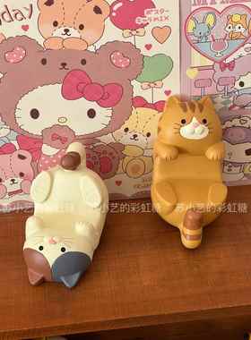 日式猫咪笔筒眼镜架手机支架卡通可爱办公桌面装饰收纳小摆件礼物