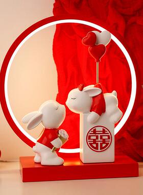 兔子摆件结婚布置婚房装饰品卧室夜灯新婚礼物送新人闺蜜订婚实用