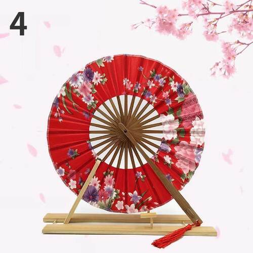 1PC Windmill Fan Female Gift Fan Japanese Round Fan Portable - 图0