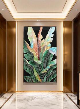 珐瑯彩高端玄关挂画芭蕉家大业大装饰画轻奢高级感客厅背景墙壁画