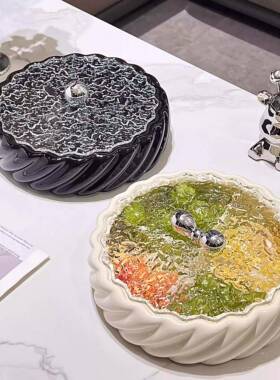 陶瓷密封果盘客厅家用茶几高档水果盘零食摆放盘干果收纳盒糖果盒