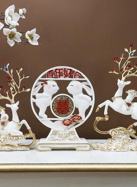 新婚结婚礼物送新人闺蜜新娘福鹿摆件家居装饰品订婚礼品高档实用