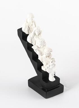 简欧式人物头像雕塑组合阶ZMB梯摆件板房客厅展样厅家居约摆设装