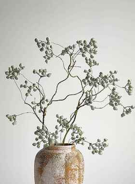 干花彷真花马桑果花束假花绿植摆设摆件干树枝花瓶彷生侘寂风花艺
