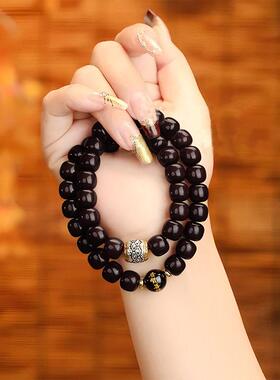 庭迁韵严选天然老料菩提手串十二生肖墨玉双圈八大守护神男女文玩