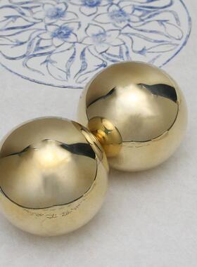 全黄铜实心铜球保健球健身球中老年人保健球手球按摩球手转球一对