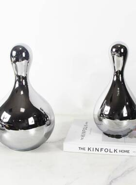 现器代简约欧式银水5519玻璃花花瓶摆件样色板房售楼滴处客厅软装