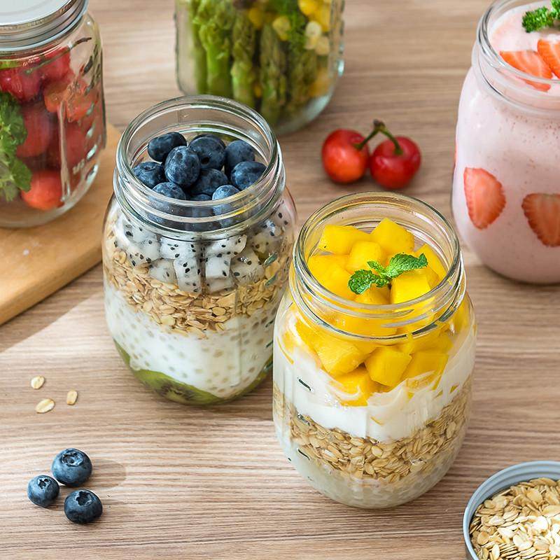 梅森瓶玻璃密封罐隔夜燕麦杯早餐奶昔果汁饮料杯泡菜坛子腌菜罐子,淘宝优惠券,粉丝福利购,淘宝优惠卷
