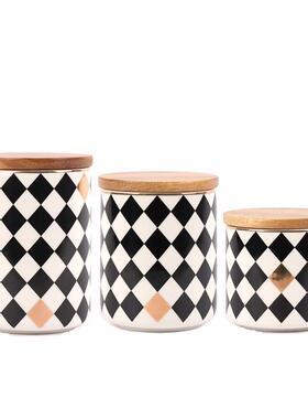 北欧现代简约家居陶瓷大理石纹密封罐样板房间餐厅厨房储物罐装饰