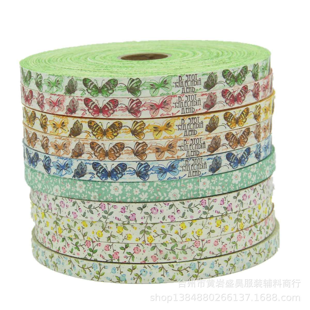 1cm平纹商标带 印花平纹棉带 花纹包边带 彩色包边条 图案布条 - 图3