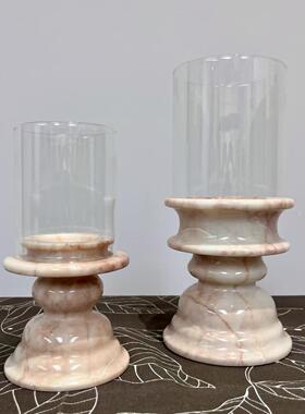 现代中古黑色大理石烛台摆件餐厅桌面饰品售楼处样板间蜡烛装饰品