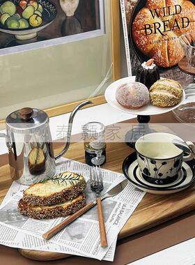 早餐主题饰品摆件中古法式奶油风格样板房厨房餐边柜咖啡面包摆件