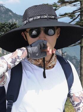 帽子男夏季大帽簷钓鱼帽抗UV渔夫帽防晒遮阳户外遮阳帽凉帽