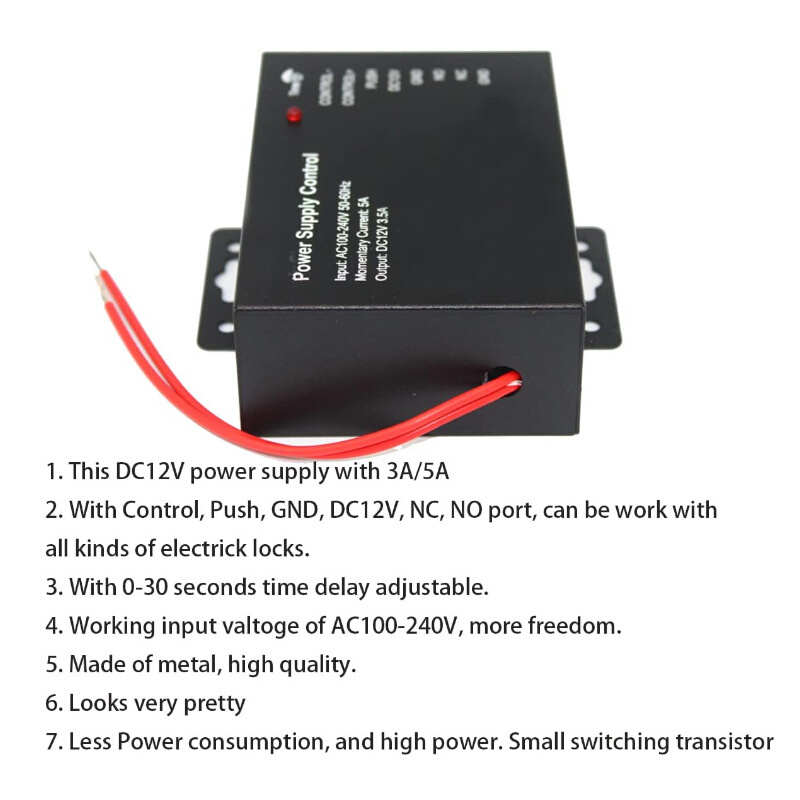 宽电压电源AC100-240V门禁电源DC12V5A磁力锁门禁系统机控制器 - 图3