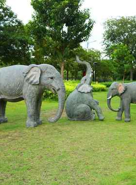 大型非洲大象玻璃钢雕塑动物园模型商场草坪房地产美摆件