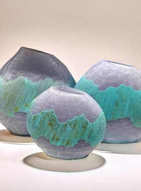 轻奢出口欧式彩色玻璃花瓶烛台民宿办公室居家桌面台面装饰品摆件