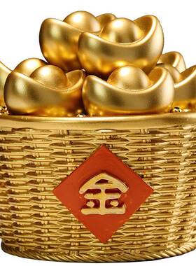 轻奢玄关摆件新中式客厅聚宝盆装饰品办公室日进斗金招财元宝摆设