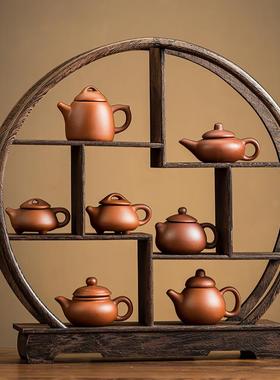 正品中博古架型摆件实木新式室桌面茶茶宠小小茶壶展示架办公室装