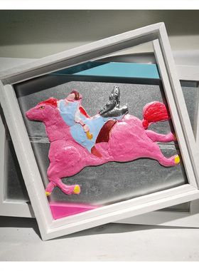 直接购买/周晁装置艺术独版《粉马出巡》治愈系/收藏送礼原创摆件